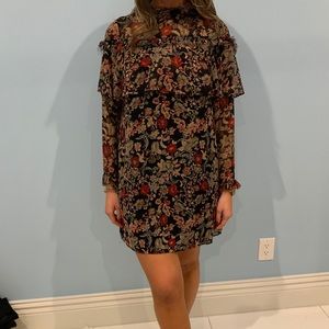 Mock neck flower dress